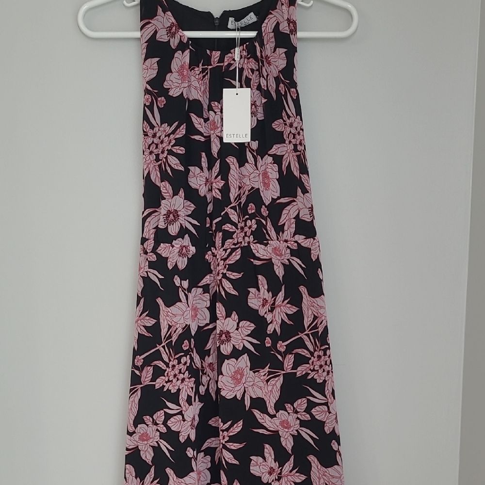 Estelle Black and Pink Floral Maxi Dress 2X NWT